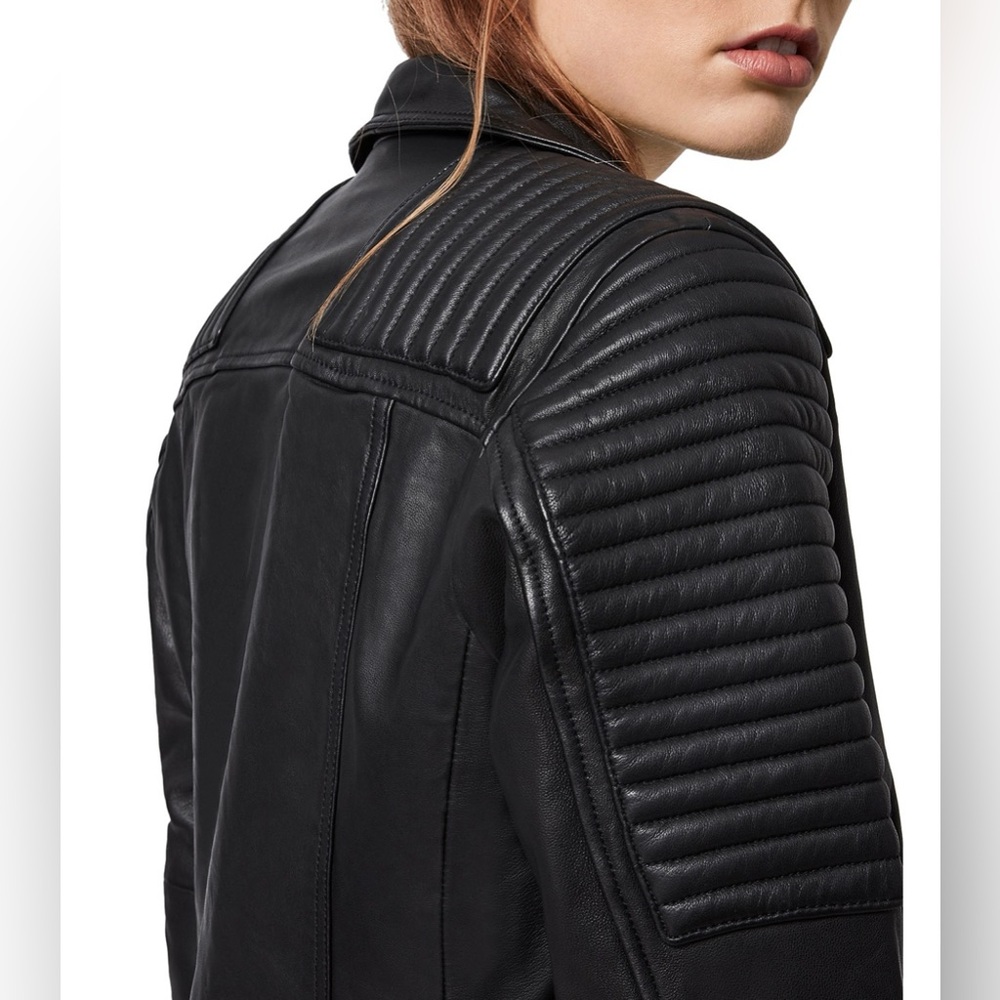 NEW AllSaints Estella Leather Biker Jacket Size 0 - Picture 5 of 11